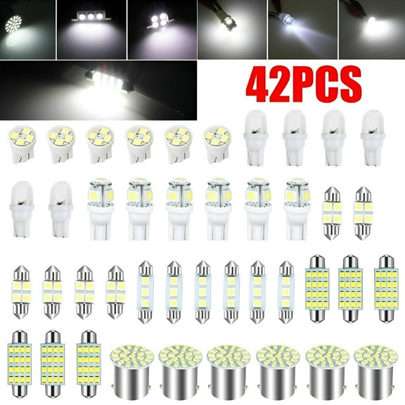 HIBIBUD 2026 New 42Pcs Car Interior Combo Led Map Dome Door Trunk License Plate Light Bulbs White for Car,Vehicle,Interior,Map Light,Trunk,Door,License Plate,Lighting.