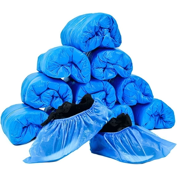 HIBIBUD 2026 New 50 Pairs Blue Disposable Non-Slip Shoe Covers-Anti-Skid Plastic Booties for Hospital/Construction,Elastic Ankle Protective Booties for Floor Cleaning&Painting