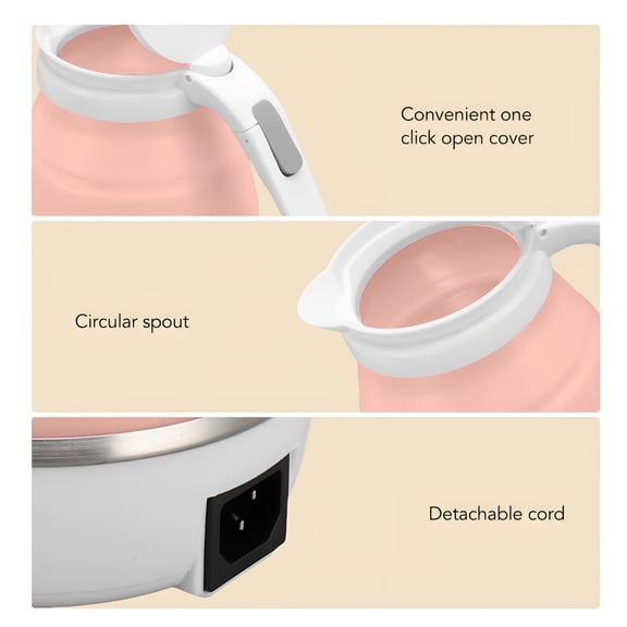 HIBIBUD 2026 New 600Ml Foldable Electric Kettle,400W Fast Boil,Portable Travel Water Boiler for Office,Hotel,Camping,Dorm,Kitchen with Auto Shutoff Portable Water Boiler
