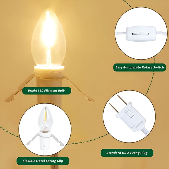 HIBIBUD 2026 New 6Ft Accessory Light Cord with Single Led Bulb,Blow Mold Replacement Light Kit,C7 Clip Light with One Bulb On/Off Switch&2-Prong Plug for Salt Lamp,Christmas Village House