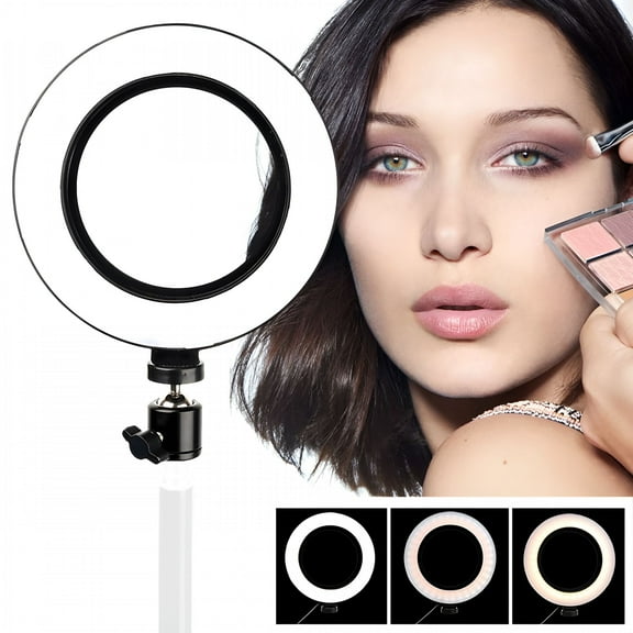 HIBIBUD 2026 New 6In Led Ring Light for Video and Makeup,Mini Led Camera Light Desktop Led Lamp with 3 Light Modes & 10 Brightness Levels Ring Light with Stand