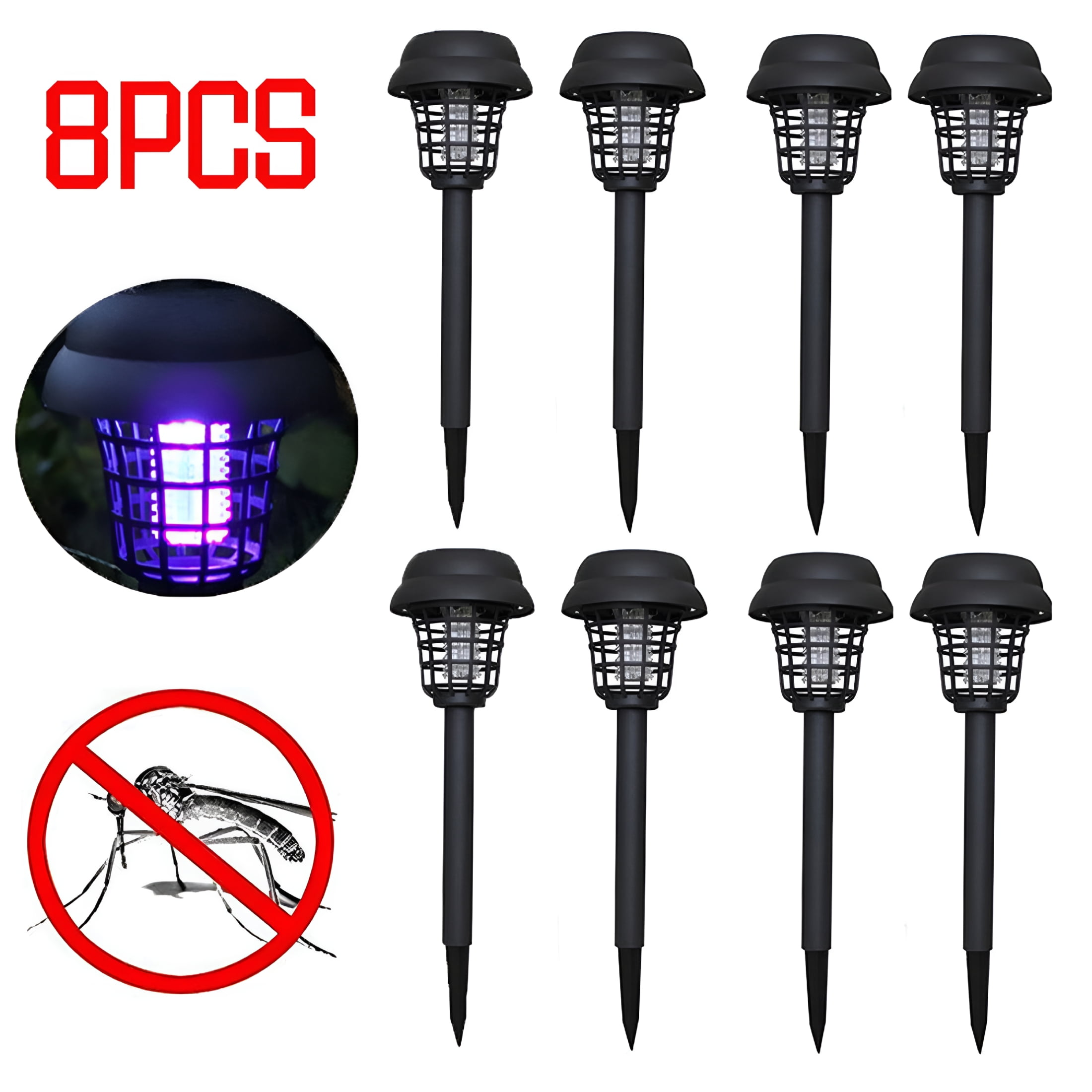 HIBIBUD 8pcs Solar Bug Zapper Outdoor Solar Mosquito Zapper Powered Bug Zapper LED Mosquito Killer Light Lamp for Indoor and Garden Use