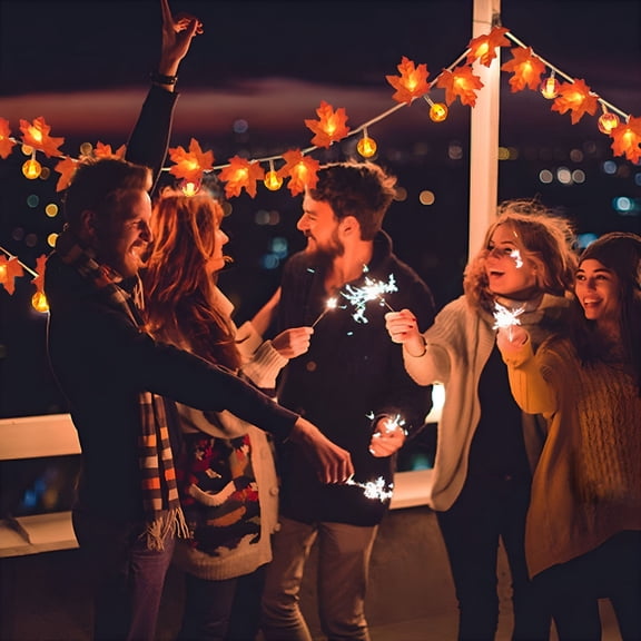 HIBIBUD 2026 New Autumn Maple Leaf String Lights,2 Pack 1.5 Meters 10 Led Battery Operated(Not Included)Fall Garland Lights for Thanksgiving,Halloween,Indoor Outdoor Party Home Decor