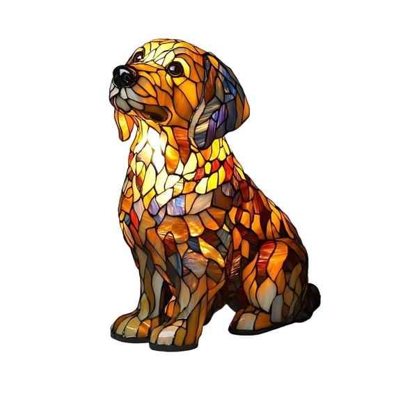 HIBIBUD 2026 New Basset Hound Lamp,Retro Stained Resin Tabletop Night Light,Dog Series Art Night Light,Dog Lamp Stained Glass,3D Cute Pet Led Table Lamps,Gift for Lovers (5.9Inches)