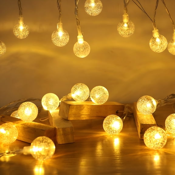 HIBIBUD 2026 New Battery Operated Globe String Lights,Rope Lights Indoor 20Ft 40 Led Crystal Ball String Lights,Indoor Outdoor Led Fairy Lights for Home,Christmas,Party Patio,Warm White