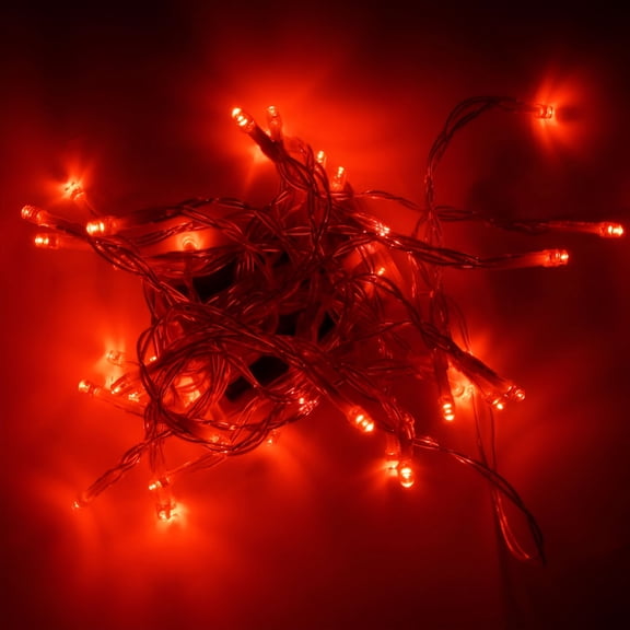 HIBIBUD 2026 New Battery Operated Red Halloween Lights,33Ft 100 Led Clear Wire Fairy String Lights Waterproof,Twinkle Fairy Lights for Indoor Outdoor Xmas Wedding Party Festival Decorations