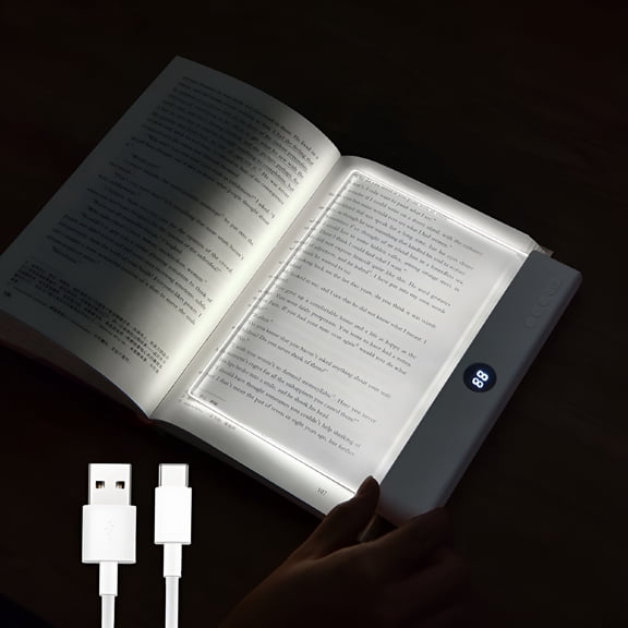 HIBIBUD 2026 New Book Light,Rechargeable Clear Led Flat Reading Light with 3 Colors&Timer,Dimmable Panel Plate Lamp Book Full Page Light for Reading in Bed at Night,Funny Gifts for Readers Women Men