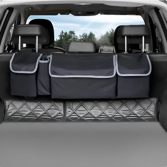 HIBIBUD 2026 New Car Trunk Organizer,Seat Back Storage to Keep Car Trunk Neat,Car Storage Organizer Frees Up Your Trunk Floor,Car Organizer&Storage for Suv Gives You A Big Space Back Seat Trunk,Black