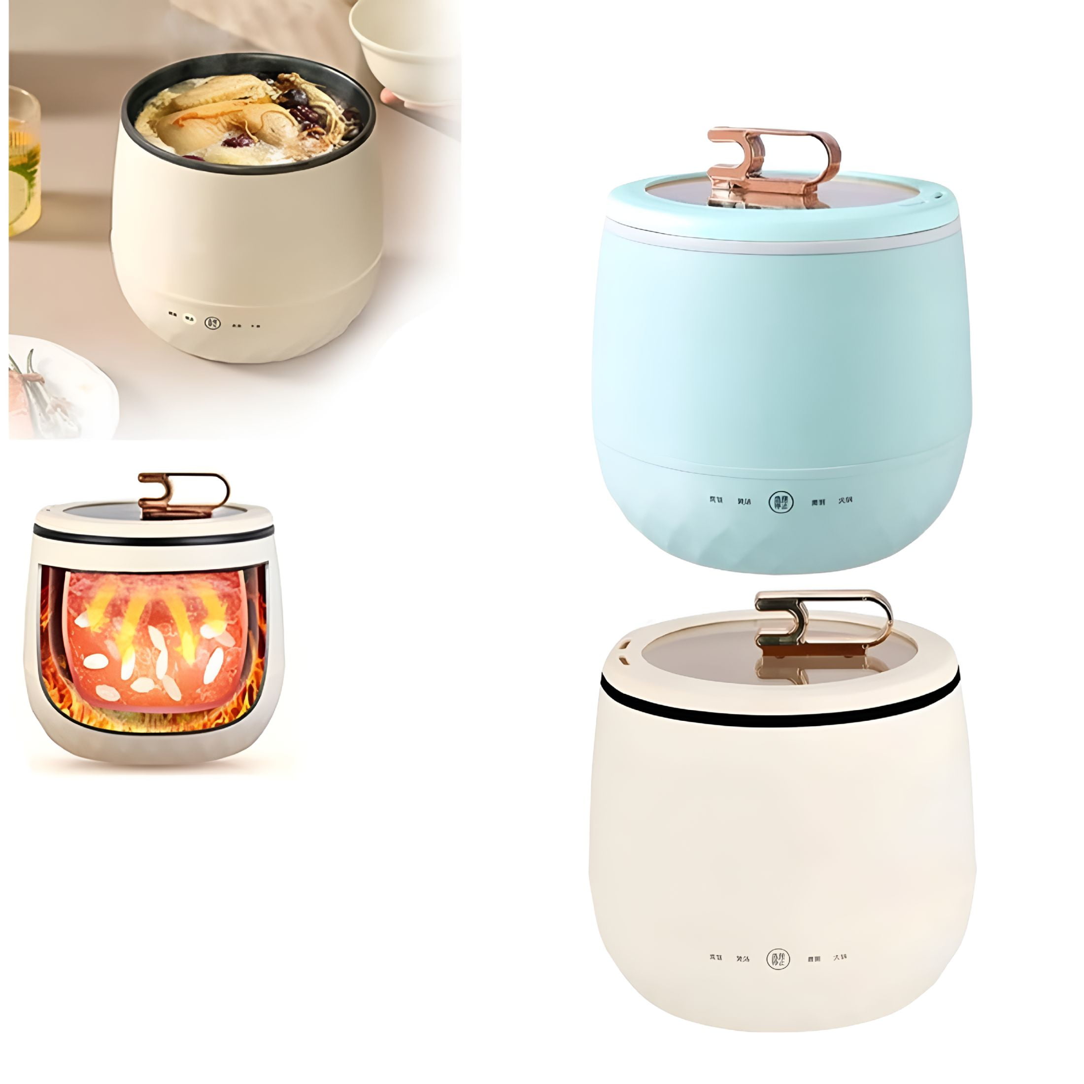HIBIBUD 2026 New Cooking Utensils Smart Mini Rice Cooker Multifunctional Electric Rice Cooker 6 in 1 Non Stick Ceramic Pot with Lid Mini Hot Pot Electric Mini Rice Cooker Portable Mini Rice Cooker