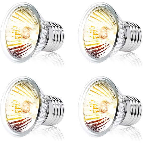 HIBIBUD 2026 New E27 Heating Bulb 50W Smart Tortoise Pet Heating Lamp 220-240V Uva+Uvb E27 Reptile Bulb Aquarium,Pet Habitat Bulbs (4Pcs)