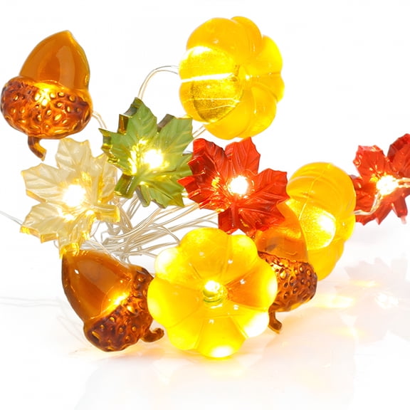 HIBIBUD 2026 New Fall Decorations 3D Pumpkin Acorn Maple Leaf Fairy Lights Battery Operated,78.7" Led String Lights Outdoor&Indoor,Waterproof for Garland Harvest Thanksgiving Halloween Decor