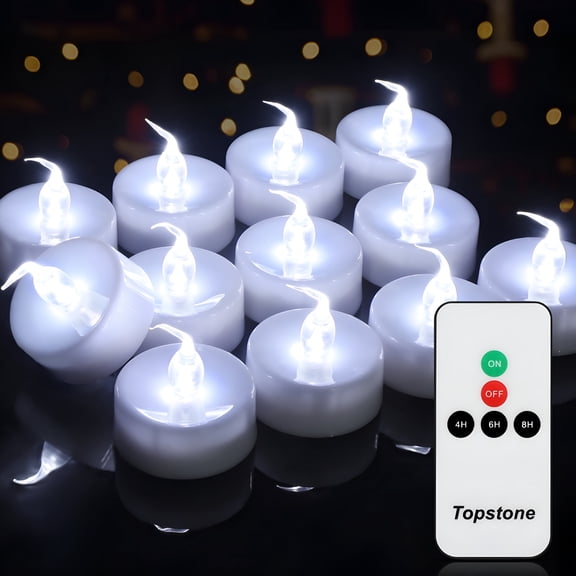 HIBIBUD 2026 New Flameless Candles with Remote&Timer,Battery Operated Fake Candles,Electric Votive Candles,Flickering Led Tea Lights Candles for Wedding,Fall Festivals Decoration,12Pcs,Cold White