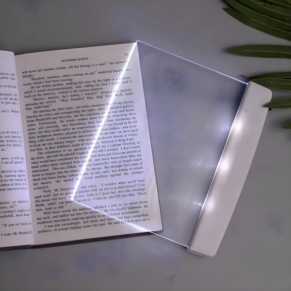 HIBIBUD 2026 New Flat Book Light for Reading in Bed at Night Clear Led Book Full Page Light Illuminator Panel Plate Lamp Board Wireless Book Lights for Reading at Night (White)