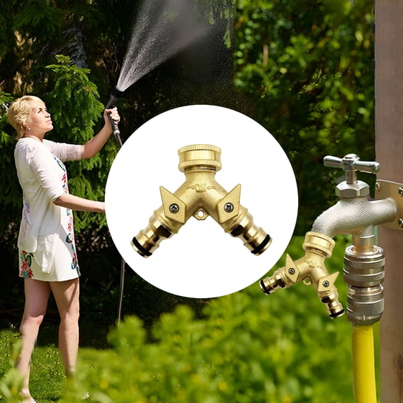 HIBIBUD 2026 New Garden Hose Nozzle,Double Way Water Distributor Nipple Garden Joint Tee Adapter Brass Y Shaped Hose Distributor,Water Hose Nozzle,Sprinklers for Yard for Garden,Lawn,Plants,Flowers