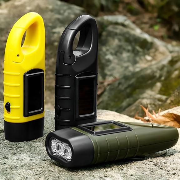 HIBIBUD 2026 New Hand Crank Solar Powered Flashlight, Emergency Rechargeable Led Flashlight, Survival Flashlight, Quick Snap Carabiner Dynamo Flashlight Torch for Camping,Hiking,Travel,Emergency
