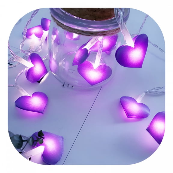 HIBIBUD 2026 New Heart String Lights,1.5M 10 Led Valentines Lights Battery Operated with Timer,Heart Decoration for Home Window Girls Room Wedding Party Mother'S Day(Purple)