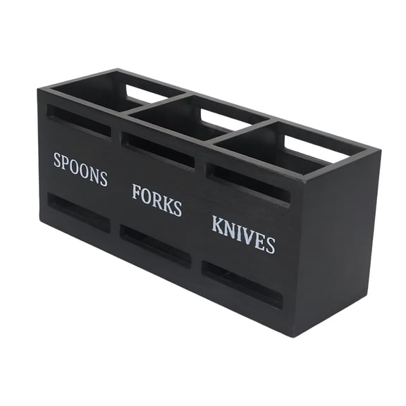 HIBIBUD 2026 New Kitchen Utensil Organizer Box Flatware Storage 3 Grid Spoon Fork Rack Cutlery Storage Holder Compartment Box for Office Party for Kitchen, Dining, Picnic, Buffet, Black