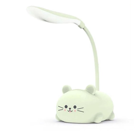 HIBIBUD 2026 New Led Lamp Light Cute Cat Design Night Light with Flexible Neck Usb Rechargeable for Tabletop Desk for Bedroom,Desk,Tabletop,Office Green