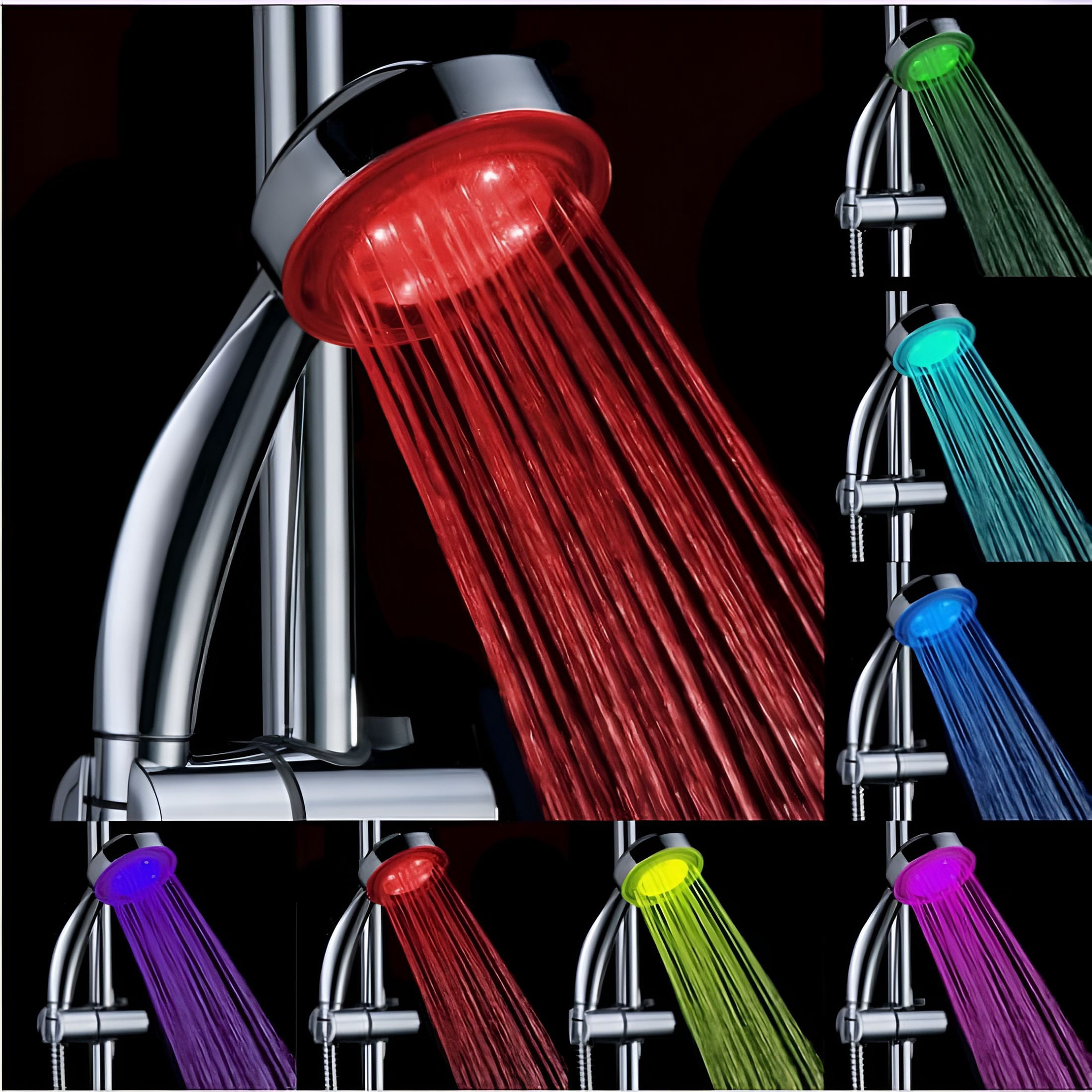 Automticly HIBIBUD 2026 New Led Multicolor 7 Colors Rainbow Shower Head, Water ...