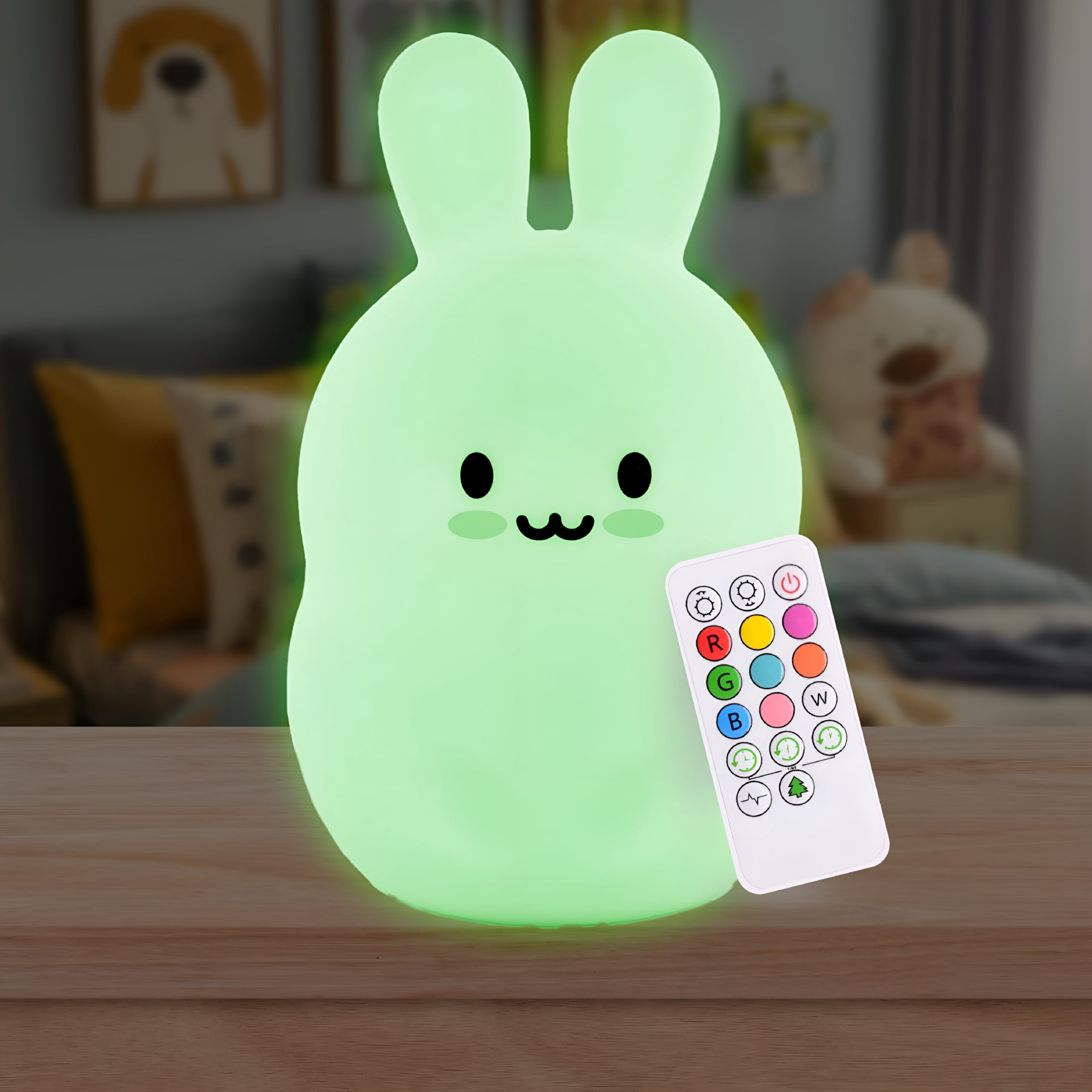 HIBIBUD 2026 New Led Nursery Night Lights for Kids: Cute Animal Silicone Baby Night Light with Touch Sensor&Remote-Portable&Rechargeable Infant Or Toddler Cool Color Changing Bright Nightlight Lamp