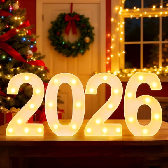 HIBIBUD 2026 New Light Up Numbers 2026,Light Up Numbers for Xmas New Year Decorations Class of 2026 High School Party Graduation Decorations,Lighted Number Sign for Decorations (8.58In-Warm White)