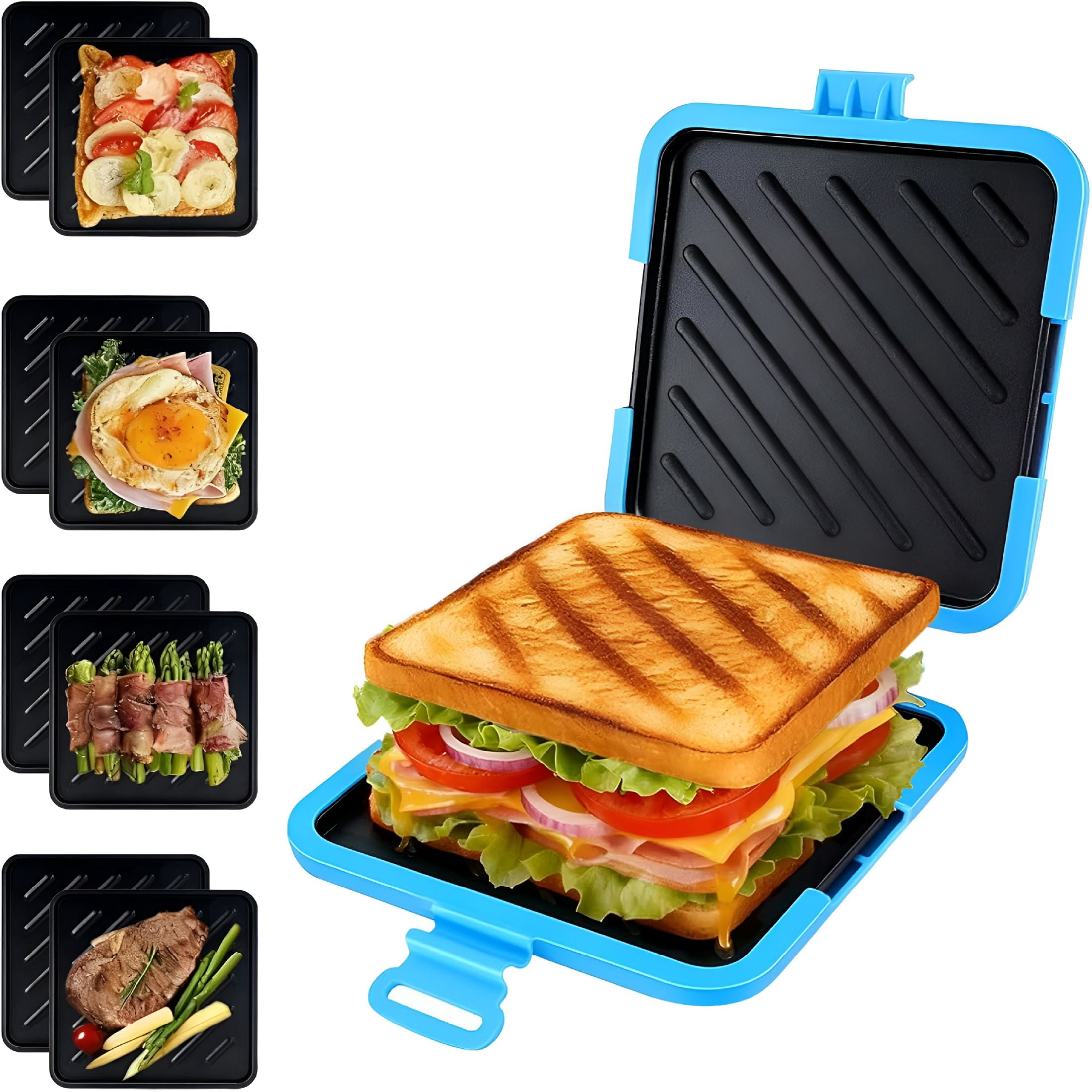 HIBIBUD 2026 New Microwave Toastie Sandwich Maker,Microwave Grilled Cheese Maker,Toastie Maker with Non-Stick Plates,Microwave Toaster with Dishwasher Safe,Suitable for Office,Home,Travel (Blue)