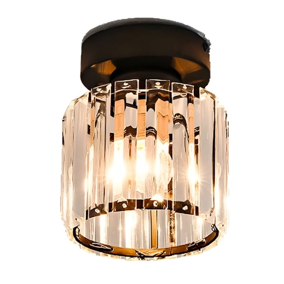 HIBIBUD 2026 New Mini Crystal Chandelier Modern Ceiling Light Semi Flush Mount Ceiling Lighting Fixture Modern Crystal Ceiling Lamp for Hallway Kitchen Island Dining Room Bedroom Bar (Black)