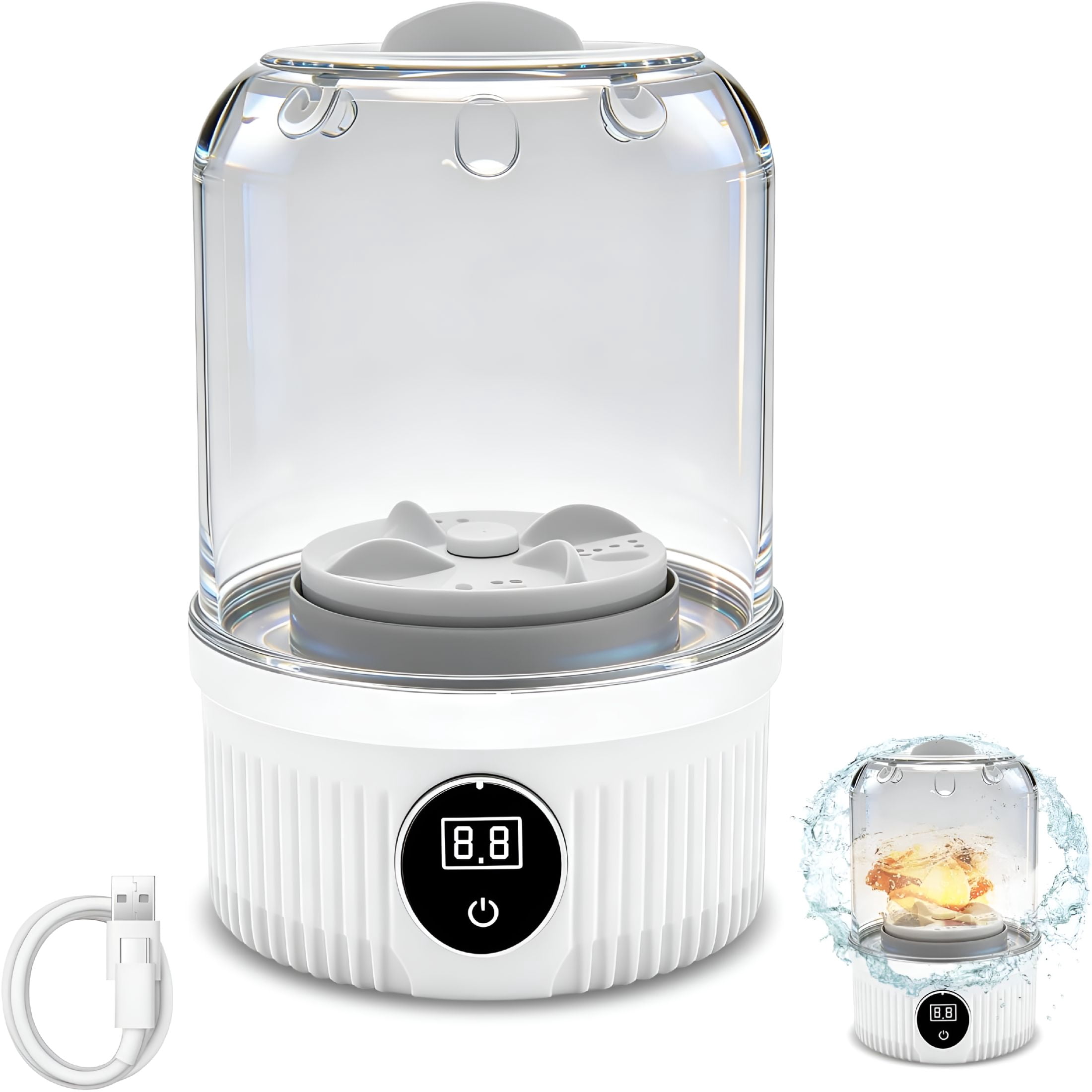 HIBIBUD 2026 New Mini Laundry Machine 1L Underwear Portable Washing Machine with Led Display,Rechargeable Mini Lavadora with 5/10 Min Modes,Mini Washing Machine,Cleans Small Clothes for Apartment Use