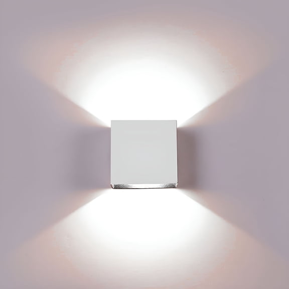 HIBIBUD 2026 New Modern Led Wall Light Up Down Cube Indoor Outdoor Sconce Lighting Lamp Light for Hallway,Bedroom,Balcony,Patio,Office (White Shell,White Light)