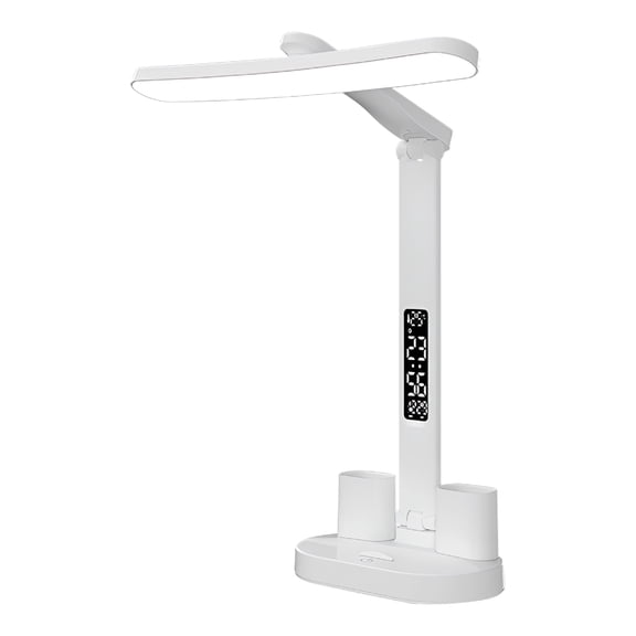 HIBIBUD 2026 New Multifunctional Desk Lamp,Led Desk Lamps with Usb Charging Port,Adjustable Foldable Table Lamp with Clock,Date,Pen Holder,Temperature,Home Office Desk Lamp