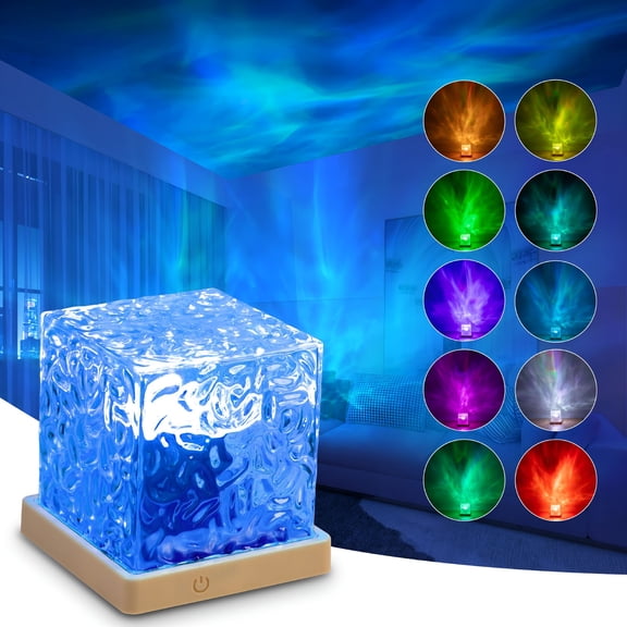 HIBIBUD 2026 New Night Lights Projector with Remote,16 Colors Ocean Wave Projector Light Mood Lamps,Aurora Borealis Ambient Lighting Cube for Bedroom,Aesthetic Room Decor for Teen Girl Gifts