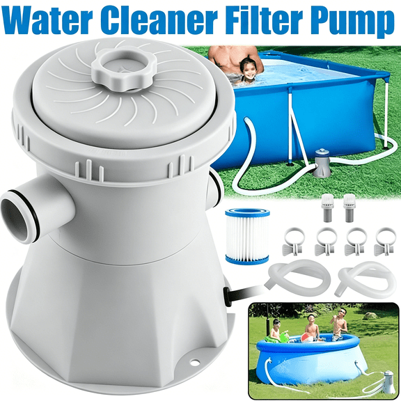 HIBIBUD 2026 New Pool Filter Pump 330 Gph Paddling Pool Electric Water Pump with 2 Pool Filter Cartridge Pool Pumps Above Ground Small Pool Filter Pump