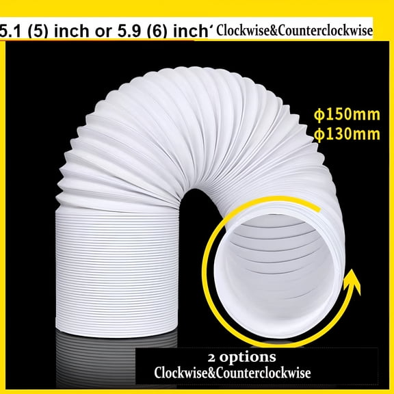 HIBIBUD 2026 New Portable Air Conditioner Exhaust Hose 5"Es/5.9"Es Portable Ac Hose with Clockwise /Counterclockwise Thread 80" Length Compatible with More for Home,Office,Apartment