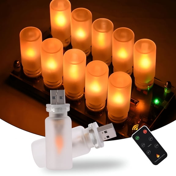 HIBIBUD 2026 New Portable Usb Night Light Bulb,Flame Effect Lamp with Remote Control&Timer,Car Interior Ambient Lights,Mini Usb Retro Glass Bottle Lamp Decorations for Vehicle,Bedroom,Camping,2-Pack