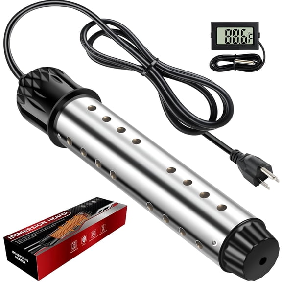 HIBIBUD 2026 New Portable Water Heater 2000W,Pool Heater - Immersion Heater with Digital Thermometer,Upgraded Magnesium Oxide Heating for Fast Heating,For Small Pools,Bathtubs,Buckets,Tanks