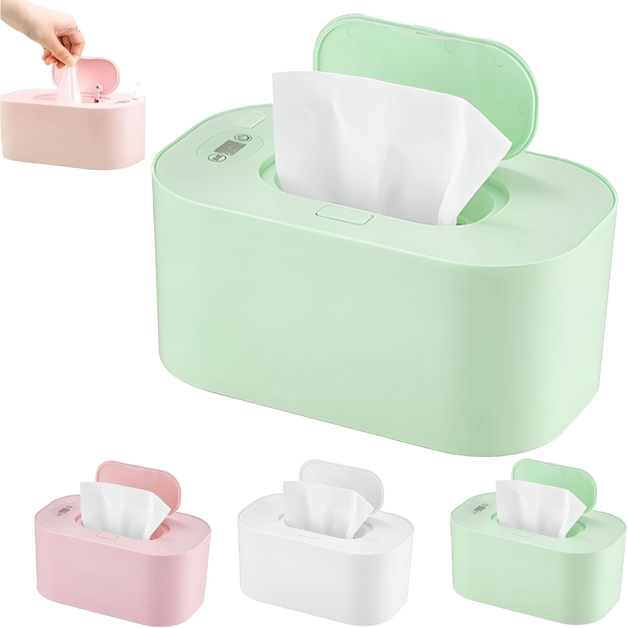 HIBIBUD 2026 New Portable Wipe Warmer Dispenser with Led Display-Usb Powered,Adjustable Temperature Control,Even Heating,Large Capacity for Home,Car&Travel(Green)