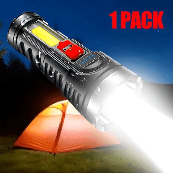 HIBIBUD 2026 New Rechargeable Led Flashlight High Lumens, Super Bright Flashlight with 4 Modes and Cob Sidelight, Led Waterproof Handheld Flashlight for Emergencies, Camping, Home