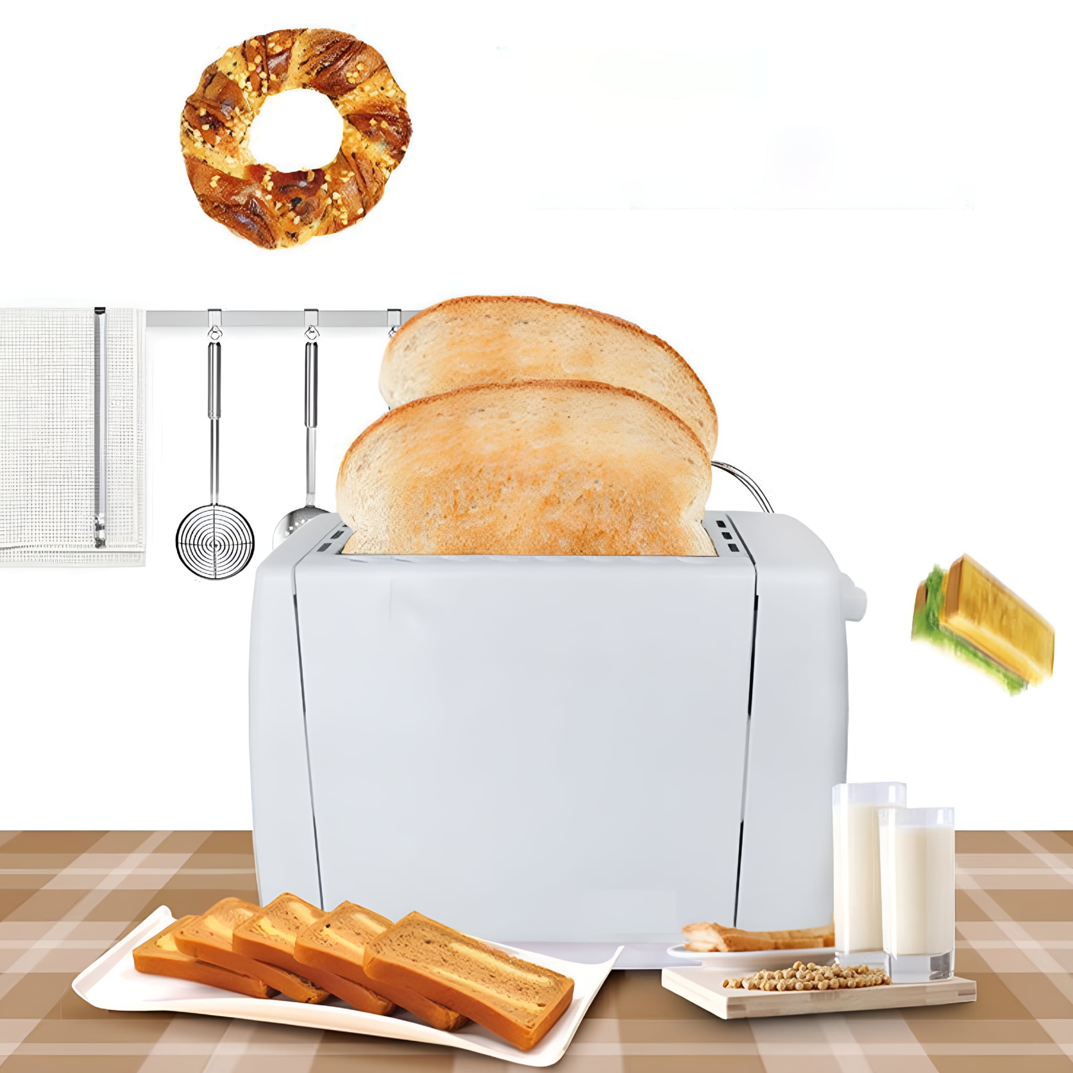 HIBIBUD 2026 New Retro 2-Slice Toaster,For Bagels&Thick Bread,Defrost and 7 Browning Levels,Includes A Dust Lid&Removable Crumb Tray for Kitchen, Breakfast, Home, Office