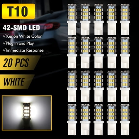 HIBIBUD 2026 New Rv Interior Led Light Bulbs 20Pcs Bright T10 921 194 42-Smd 12V Car Backup Reverse Led Lights Bulbs Light Width Lamp for Rvs,Cars,Trucks,Trailers Xenon White