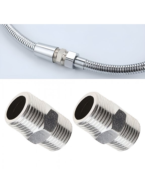2026 New Shower Hose Extension Adapter,G1/2 to G1/2 Shower Hose Extender Fitting Shower Hose Extra Long Joint,Used to Connect Two Hoses Garden Hose,Solid Stainless Steel,2 Pcs