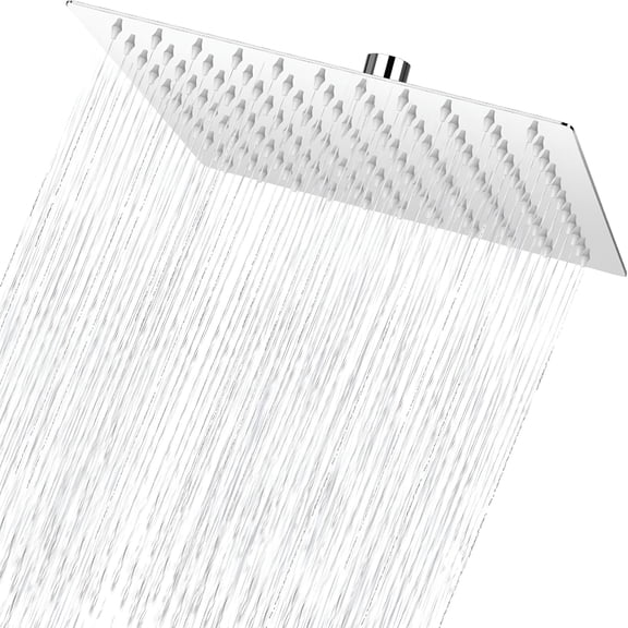 HIBIBUD 2026 New Sleek Square Stainless Steel Rain Shower Head,Waterfall Bath for Ceiling Or Wall Mount,Leak Proof with Rust Protection,Easy Install,Self-Cleaning Silicone Nozzles (10 Inch)