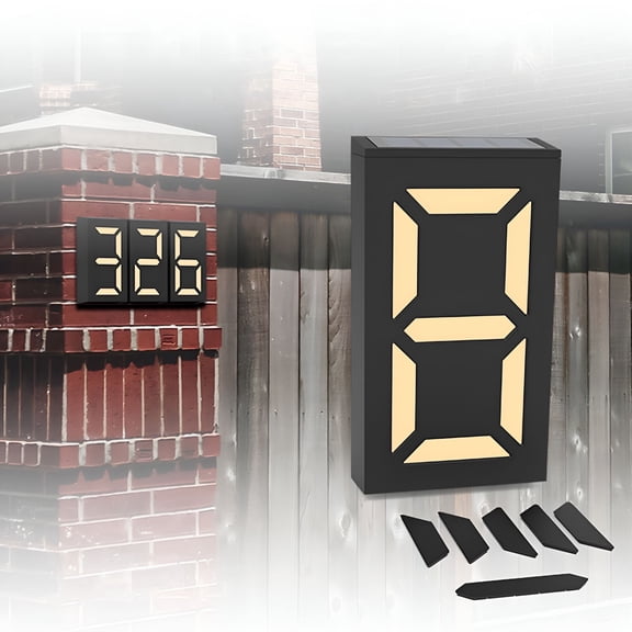 HIBIBUD 2026 New Solar House Numbers for Outside,Solar Address Plaques for Yard,Led Lighted House Number Sign Solar Powered Yellow Light Up Address Numbers for House