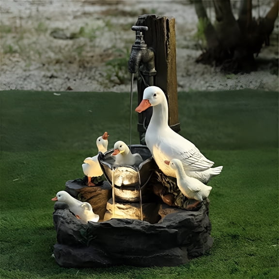 HIBIBUD 2026 New Solar Light Resin Duck Fountain Outdoor for Garden, Pond, Patio, Backyard, Yard Multicolor