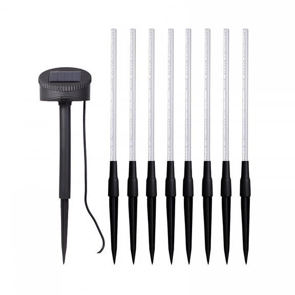 HIBIBUD 2026 New Solar Lights Outdoor,8 Efficient Solar Garden Lights,Walkway,Patio,Yard,Stainless Steel,Waterproof,Energy-Saving,Landscape Lighting,Plastic,Black