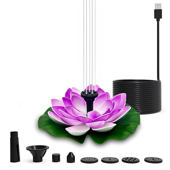 HIBIBUD 2026 New Solar Power Pump,Water Lily Bird Bath Fountain,Solar Floating Outdoor Water Feature,Artificial Floating Lotus Flowers Brushless Pumps for Fish Pond Garden Patio Aquarium&Outdoor Pool