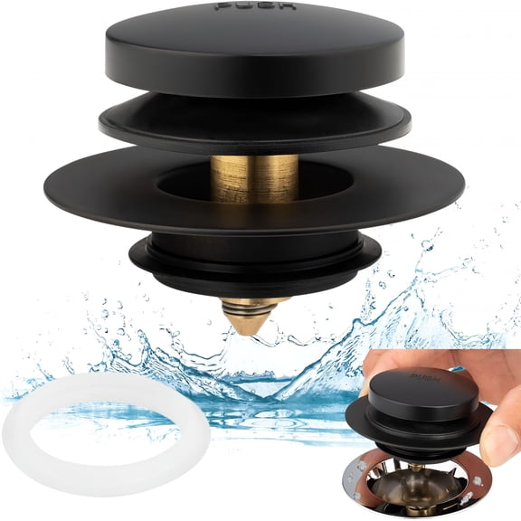 HIBIBUD 2026 New Universal Tip Toe Bath Drain Stopper and Cover,Bathtub Drain Stopper,Replaces Lift and Turn,Tip-Toe and Trip Lever Drains for Tub,Ez Installation and Clearing (Matt Black)