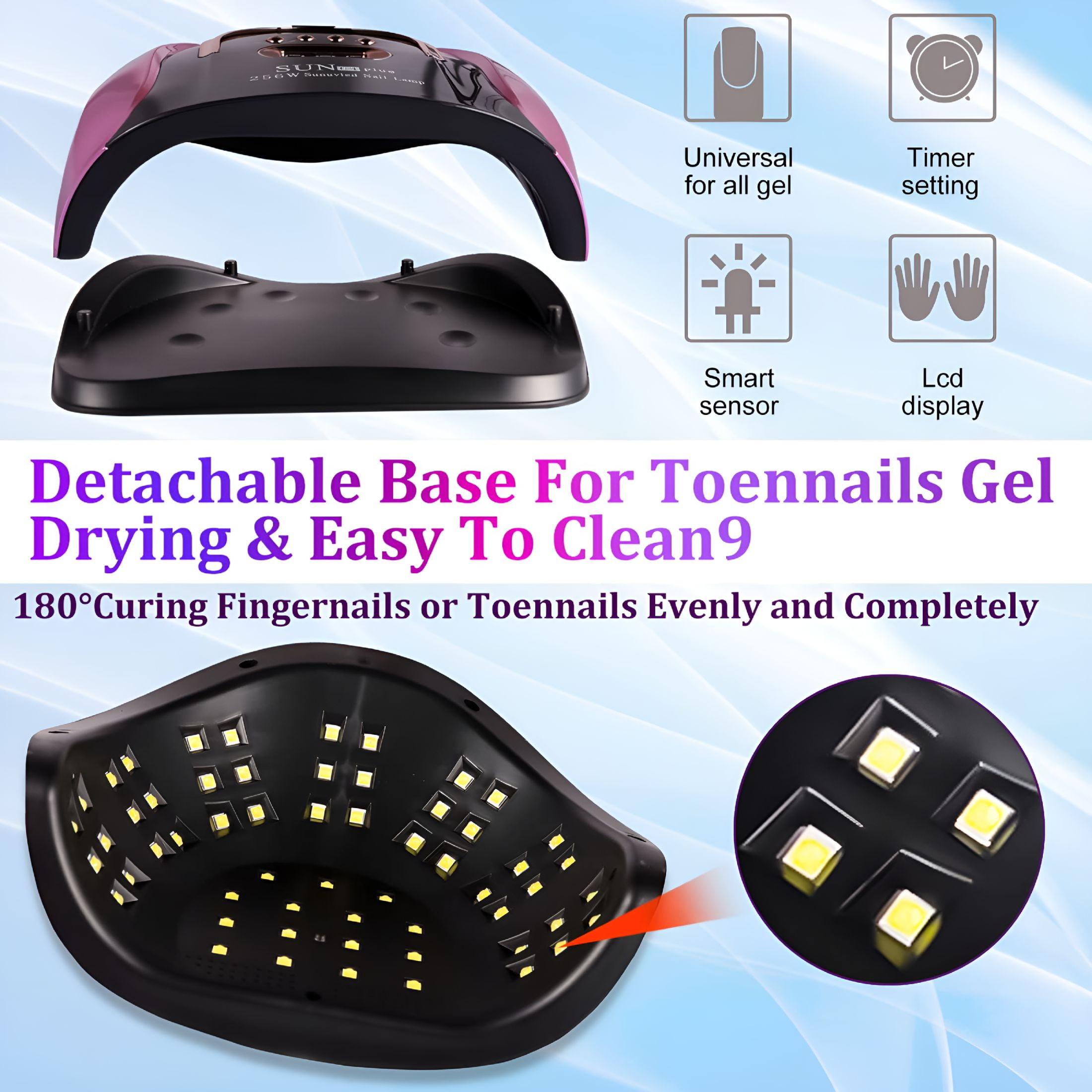 HIBIBUD 2026 New Uv Led Nail Lamp, 256W Led Nail Dryer for Gel Polish with Automatic Sensor/4 Timer Setting, for Fingernail and Toenail Nail