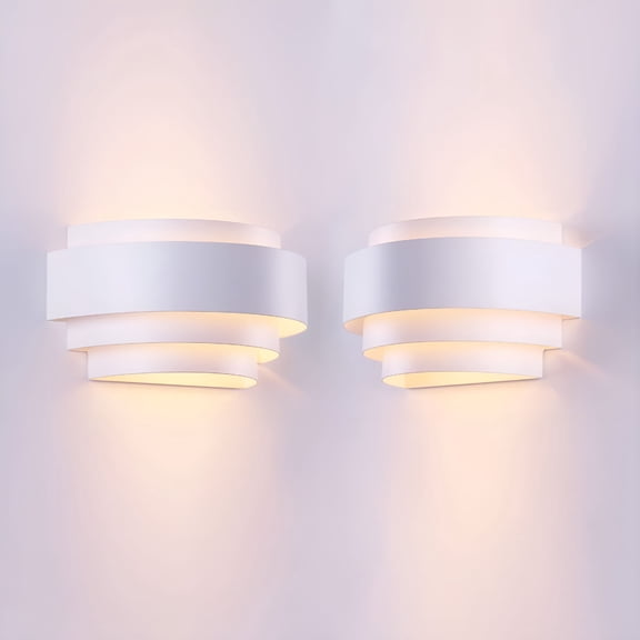 HIBIBUD 2026 New Wall Sconces Set of 2,Indoor Sconces Lighting Wall Light Fixtures for Living Room Hallway Stair Home Decor Led White Wall Lights with 2Pc E26 Bulbs