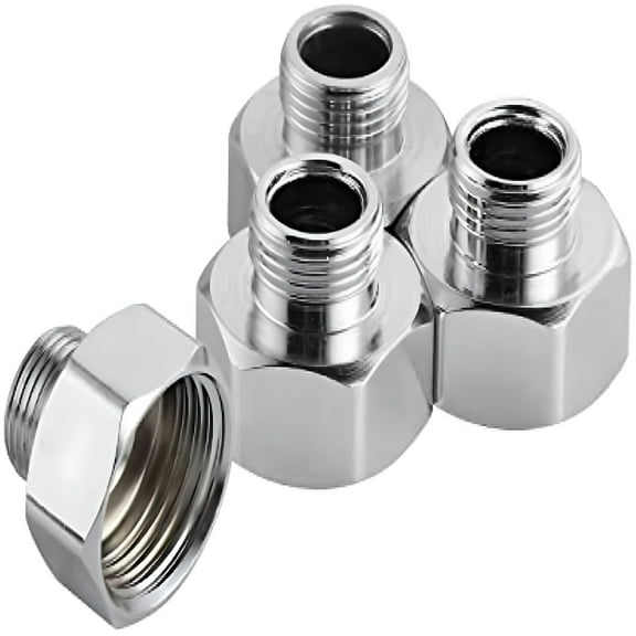 HIBIBUD 2026 New Water Line Adapter,4 Pcs Pipe Fittings in 1/2" Female to 3/8" Male Reducer Adapter,Compression Fitting for Kitchen Bathroom Faucet Supply Hose,Stop Valve Adapter,Pipe Connector