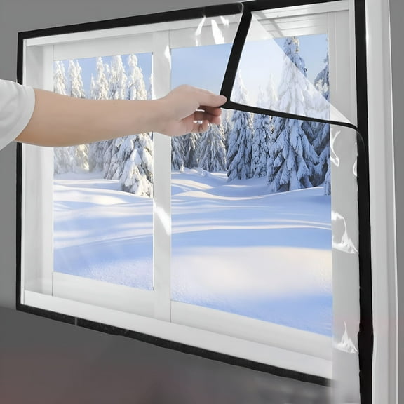 HIBIBUD 2026 New Window Insulation Kit,Adjustable Window Film with Hanger and Loop Tape,Transparent Window Cover to Keep Warm in Winter and Cool in Summer,Reusable Plastic Window Wrap-70.8X39Inch